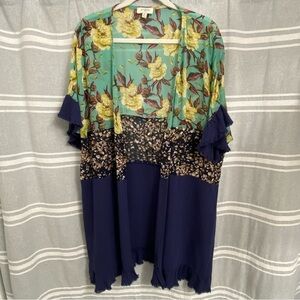 UMGEE / Multimedia Floral Print Linen Blend Kimono Size M/L